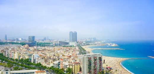 Wybrzeże Hiszpanii z Barceloną i Walencją