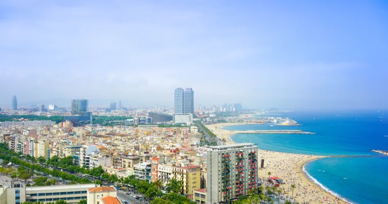 Wybrzeże Hiszpanii z Barceloną i Walencją